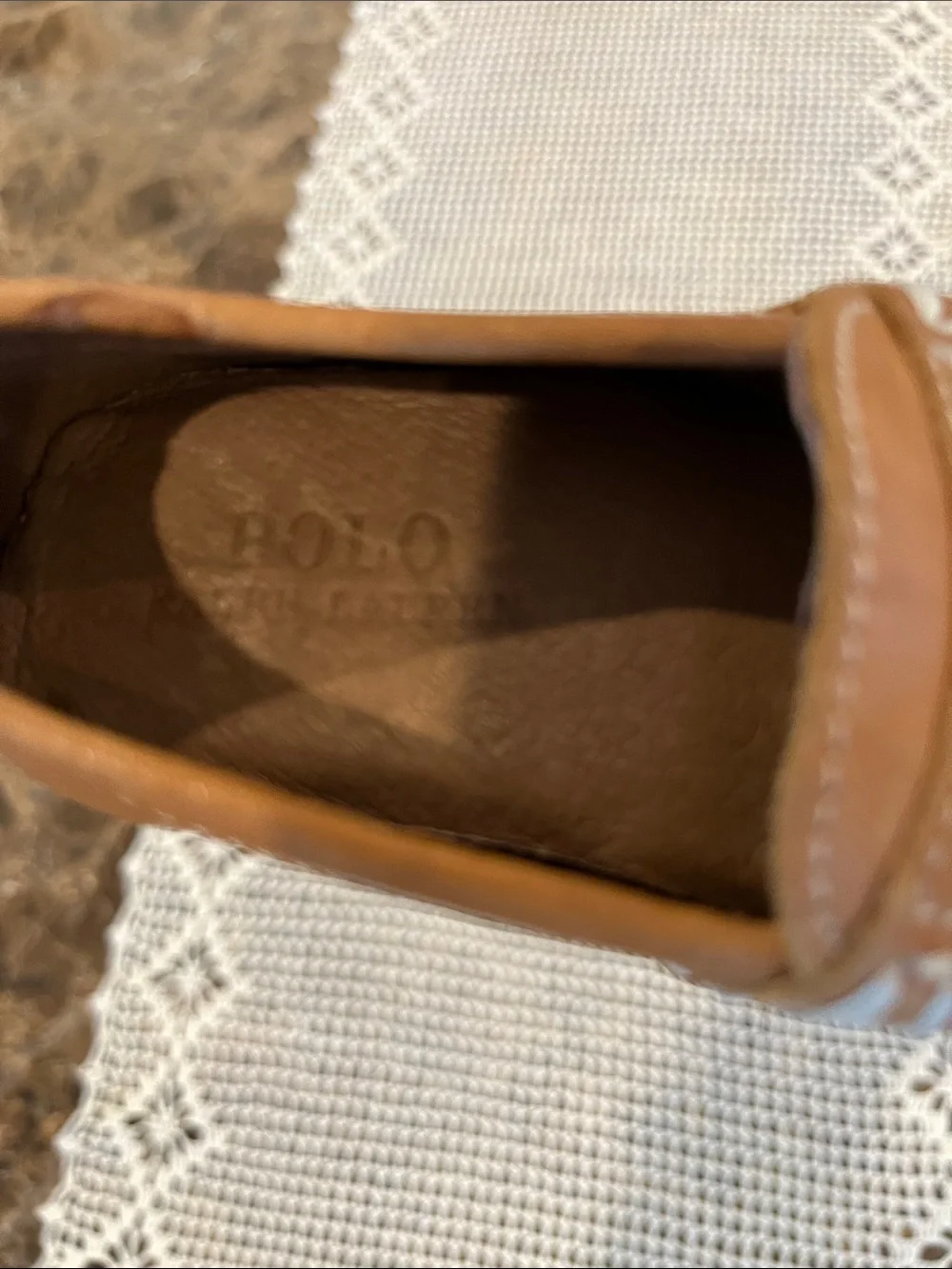 Polo Ralph Lauren Toddler Telly Tan Leather Penny Loafers size 4.5 Unisex